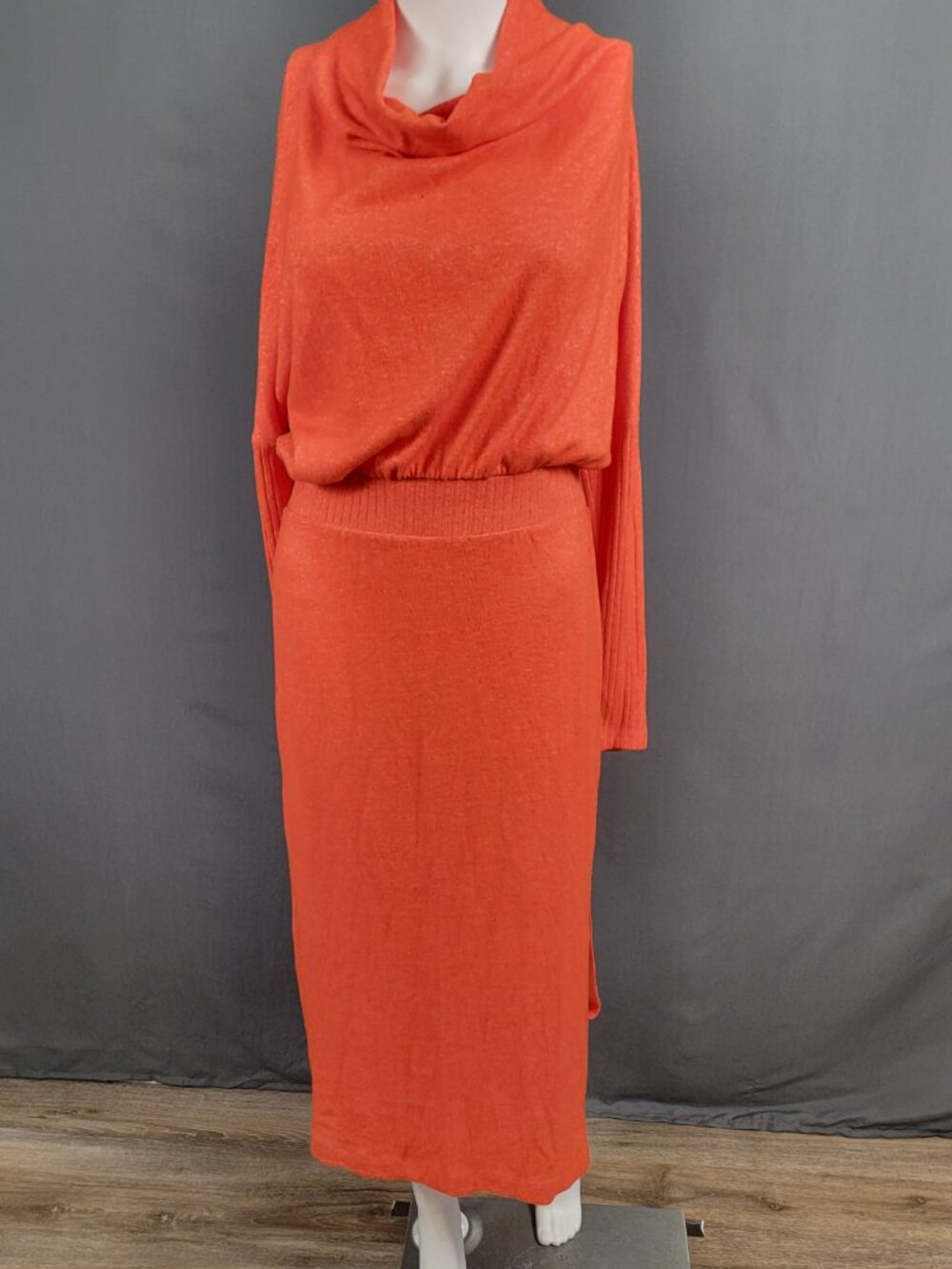 Daily Practice Knit Lounge Set XS Orange Ribbed Waist Minimalist